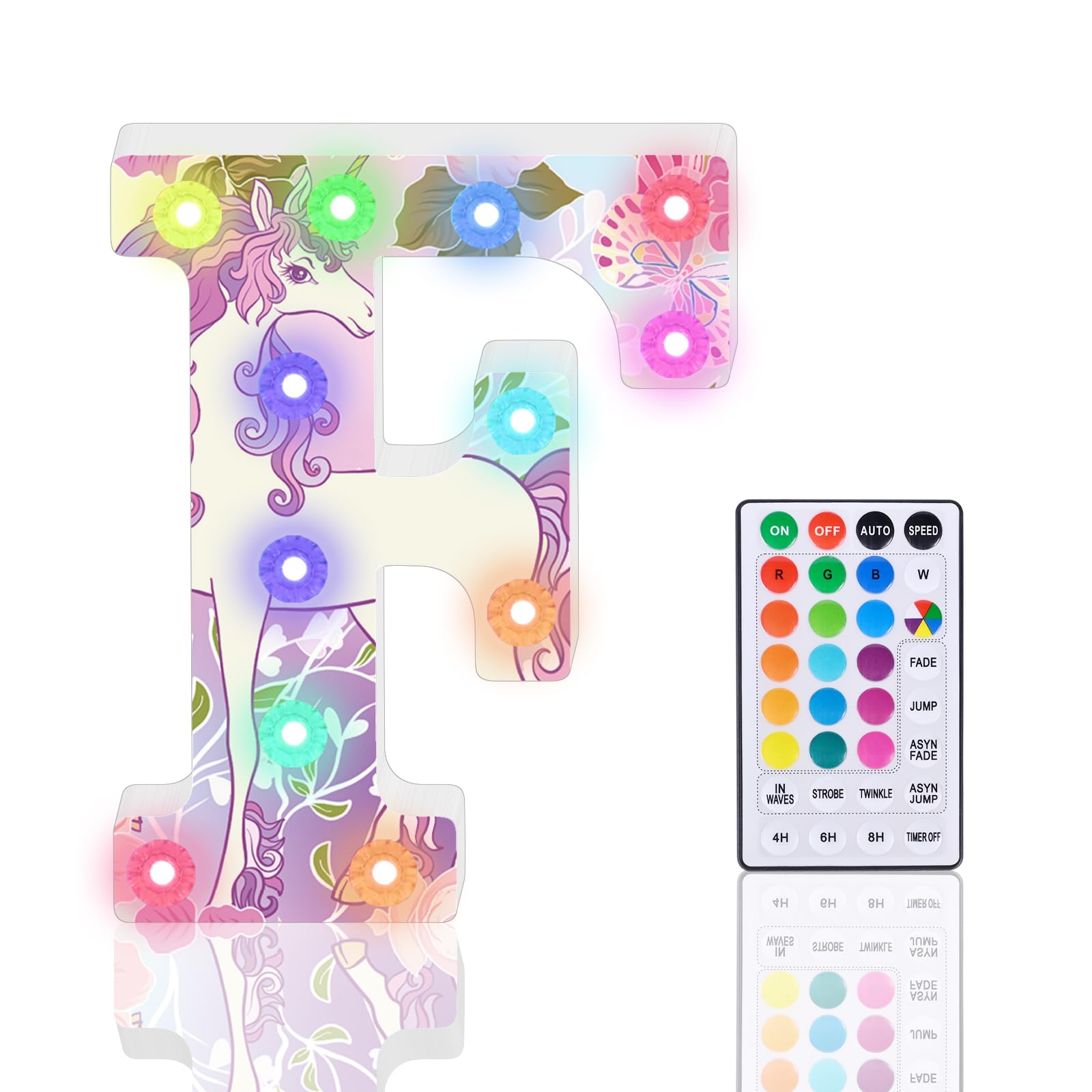Light Up Letters, Glitter LED Letter Lights 18 Color Changing Diamond Alphabet Sign Night Light with Remote Control for Girls Gifts Birthday Bar Wedding Party Christmas Valentine Wall Table Decor - F