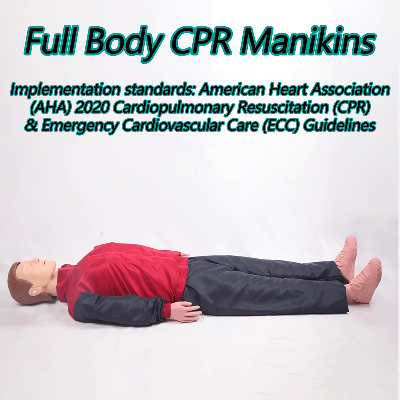 DRXRD Mannequin de Formation en RCR Tout Corps Mannequin Secourisme avec Masque Facial Remplaçable & 4 Sacs Pulmonaires Remplaçables & Tapis & Sac de Transport pour Entraîner et Améliorer Compétences