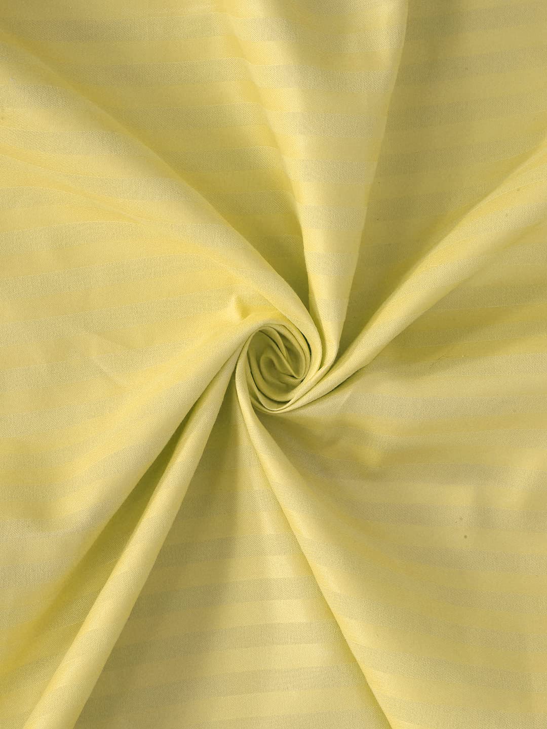 Klotthe Yellow Striped 300 TC Cotton Blend Double Bedsheet in Book Fold Packing 2