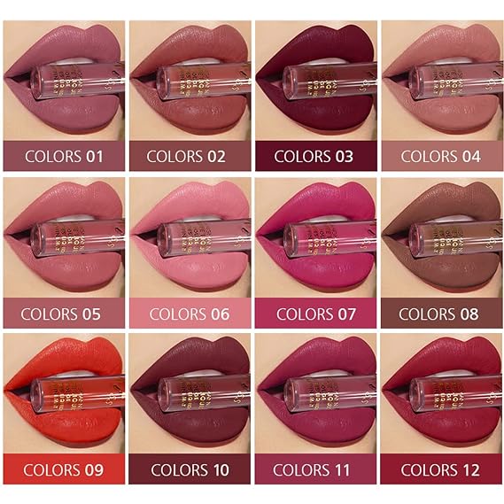 PRALOVIXAE 12 Colors Liquid Lipstick set,Matte & Waterproof Longlasting Lipgloss Gift Makeup Set
