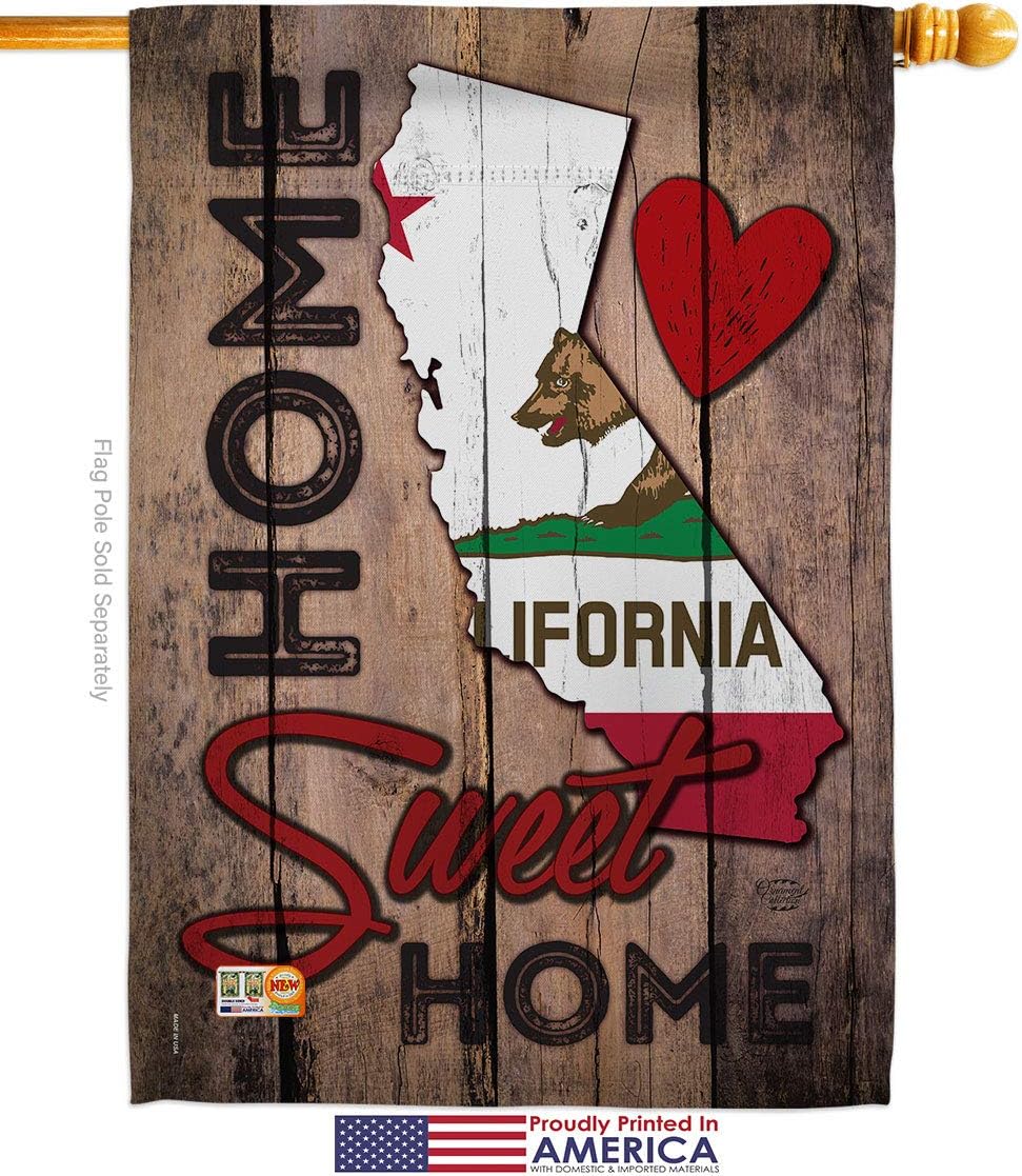 State California Home Sweet House Flag Dowel Set Americana States USA American Territories Republic Country Particular Area Small Decorative Gift Yard Banner Made in 28 X 40