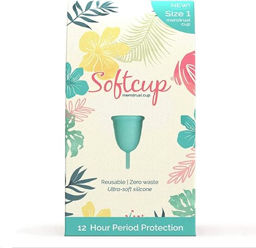 Softcup Taza menstrual Taza periodal reutilizable Silicona ultrasuave de grado médico Sin fugas uso durante 12 horas Fabricado en los Estados