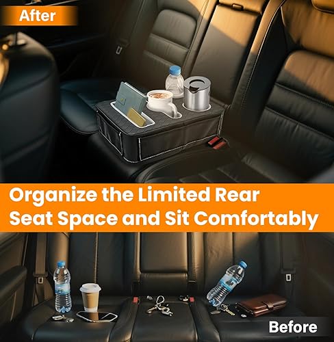 Miniatura 8 de Soporte para tazas de asiento trasero para automóvil, organizador de cama de camión, barco, sofá, bandeja expansor, accesorios de almacenamiento
