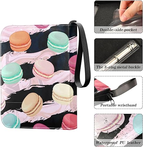 Miniatura 4 de Macaroons Card Binder 4 Pocket Trading Card Holder Book with 50 Sleeves Card Binder Case Fits 400 Cards 3 Rings Trading Card Album Folder for