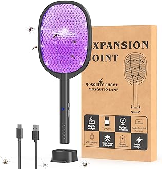 DEEZEE2 in 1 Electric Fly Swatter & Mosquito Zapper 4000V with USB Charging Base, Powerful Bug Zapper Racket Mosquito Swatter with 3 Layers of Safety Net Suitable for Indoor and Outdoor…
