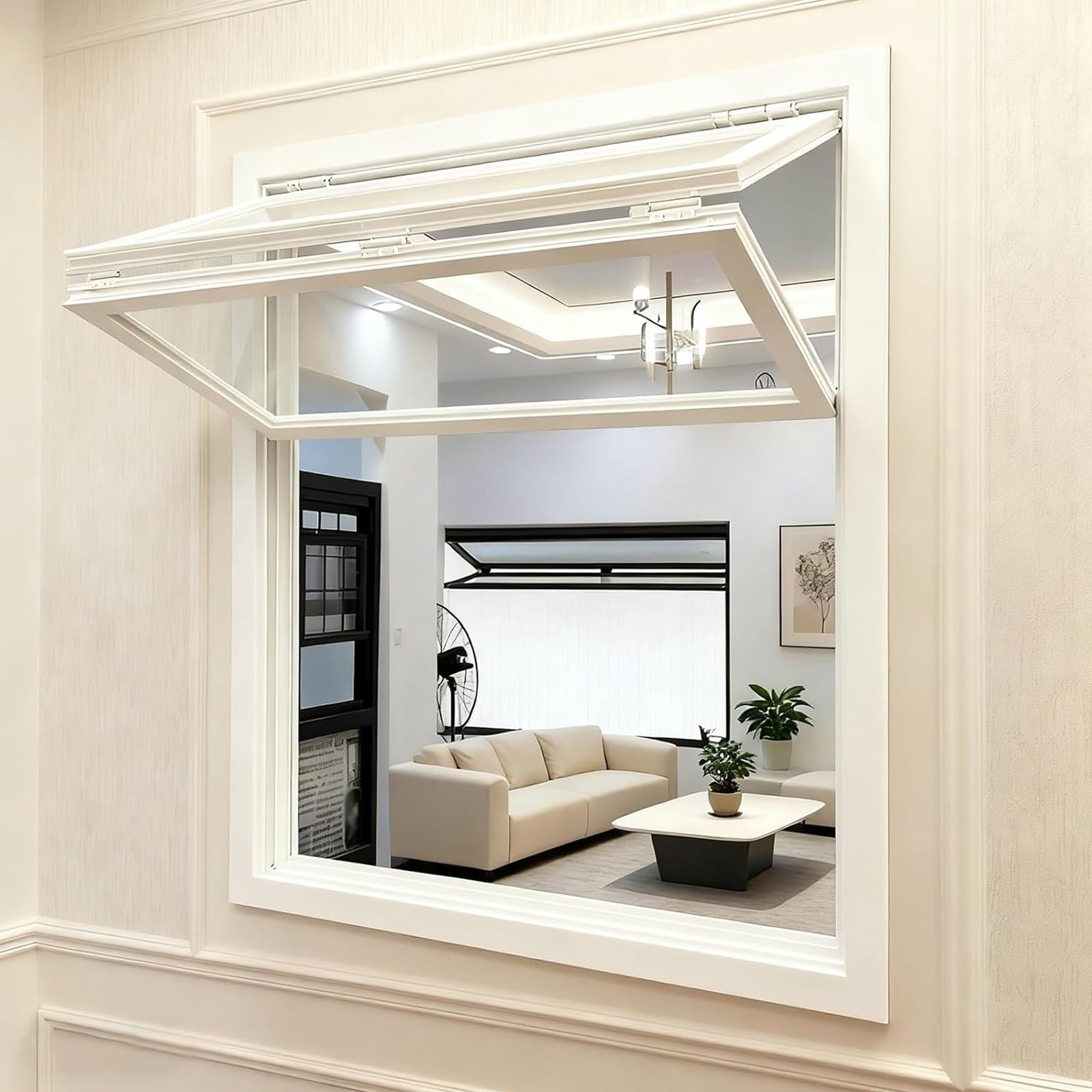 Ventana De Servicio Con Marco De Aleación De Aluminio, Ventana Empotrada De Doble Guillotina, Adecuada For Floristerías, Cafés Y Casas Móviles(White,85x100cm/33.4x39.3in)