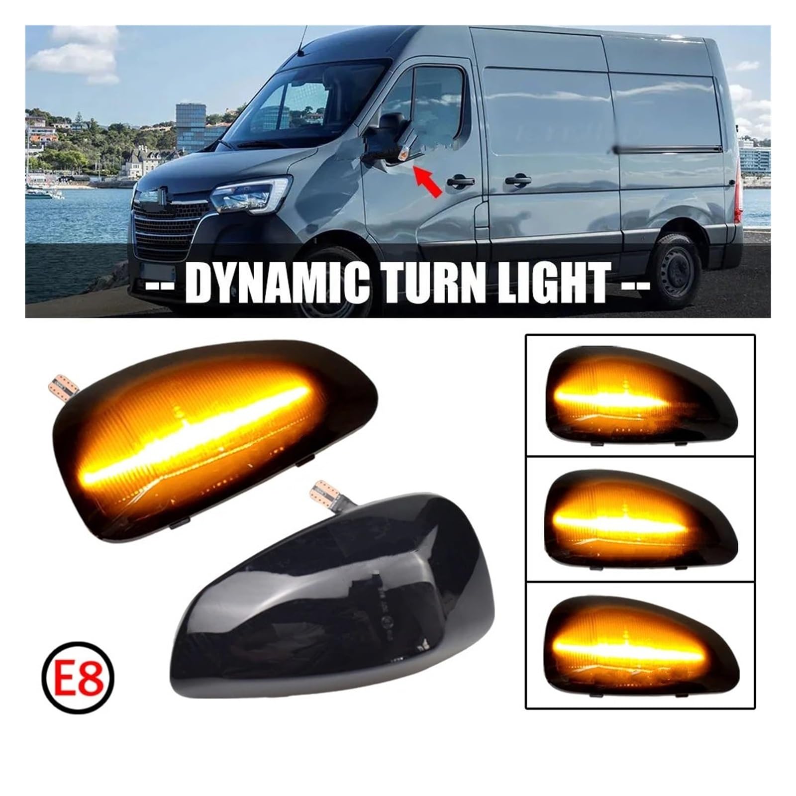 Giro Indicadoras para Vauxhall/para Opel para Movano 2010-2021 En Adelante Lente Luz Intermitente del Espejo Retrovisor del Automóvil luz Intermitentes