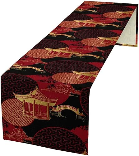 Miniatura 36 de Camino de mesa floral retro de los años 70, camino de mesa de flores de margarita naranja hippie para fiesta de cumpleaños, cocina retro comedor