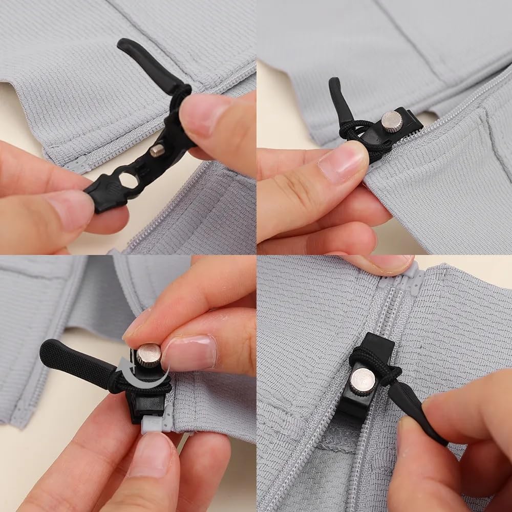 YEIPIS Zipper Repair Kit, Instant Zipper Sliders with Nylon Pull Tabs Cords, Replacement Metal Zipper Pull for Sliding Teeth, Universal Screw Fix Removable Zippers for Bags, Garments 3 Different Size (Small, Medium, Large) (3Pcs) 4