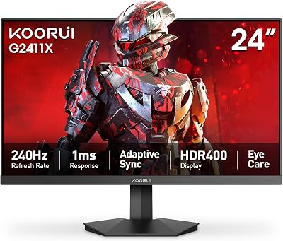 KOORUI 24" Gaming Monitor, 240Hz 1ms Response, FHD HDR400 Di - best gaming monitor 1080p 240hz