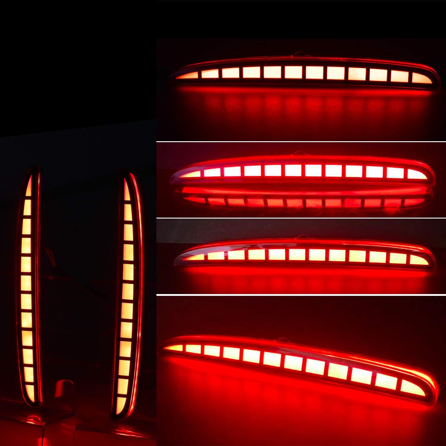 KE-KE Full LED Red Lens Bumper Reflector Lights for 2017 2018 2019 Honda Civic Hatchback Type-R 16-18 or SI 4-Door Sedan Tail Brake Rear Fog Lamps (Red)