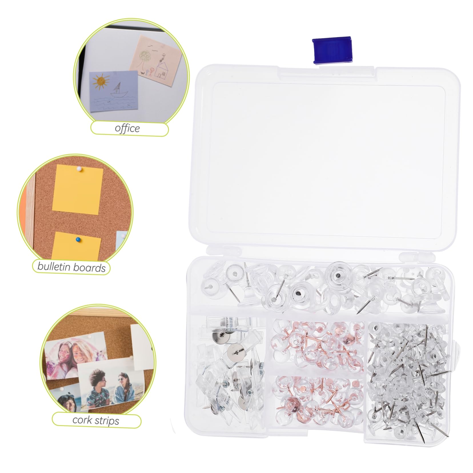 jojofuny 4 Boîtes Broche De Bureau Petite Punaise Carte Bulletin Punaises Couleur Poussineaux De Planche en Liège pour Panneau De Liège Punaise à Usage Quotidien Plastique