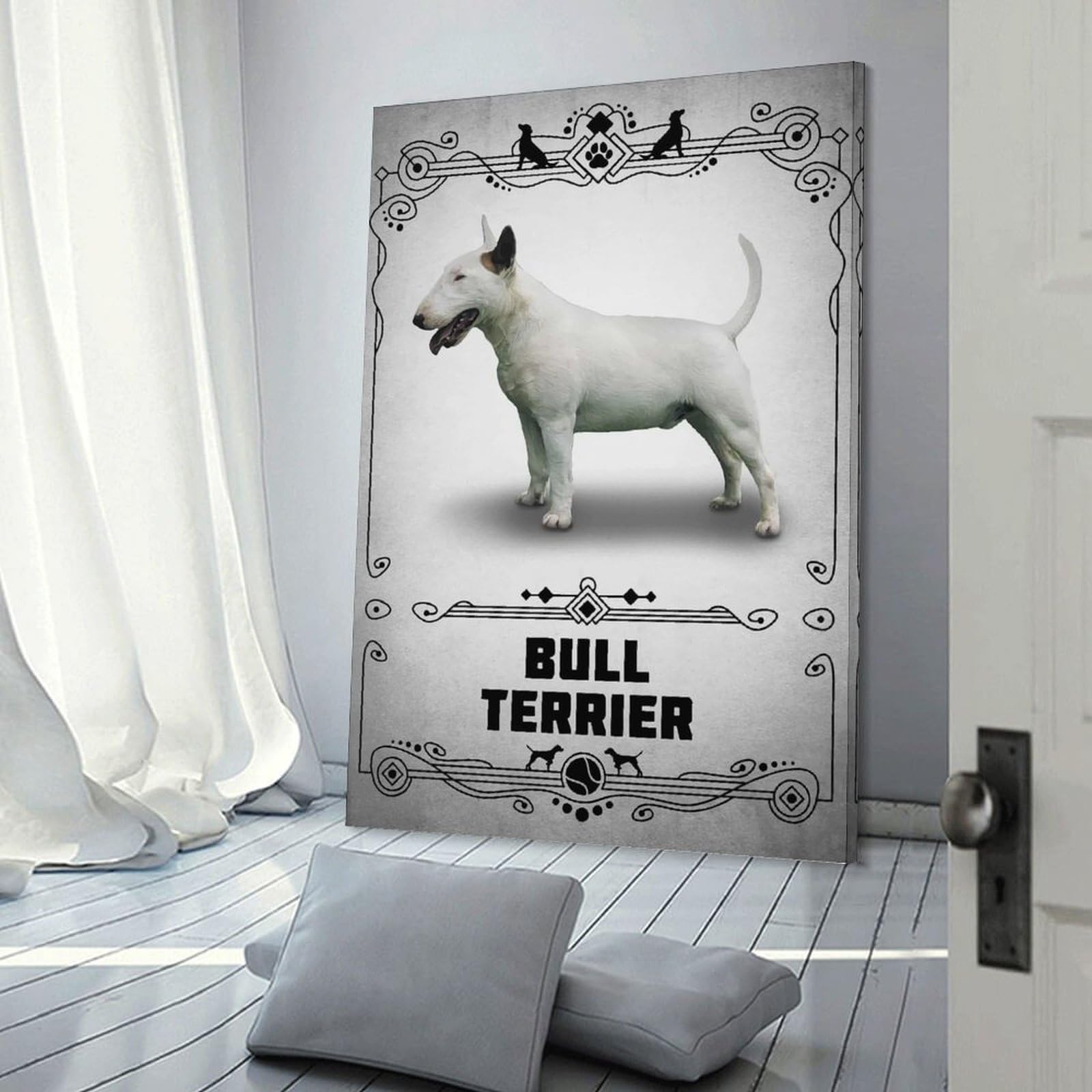 Junmoney Bull Terrier Hanging Wall Art, 20x30inch(50x75cm), for Bedroom Walls, Guest Spaces Or Lounges, An Easy Wall Refresh for Bedrooms