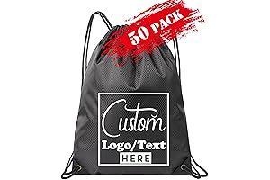 Bulk 50-Pack Drawstring Backpacks Sport Gym Sackpacks (Style 1 - Black)