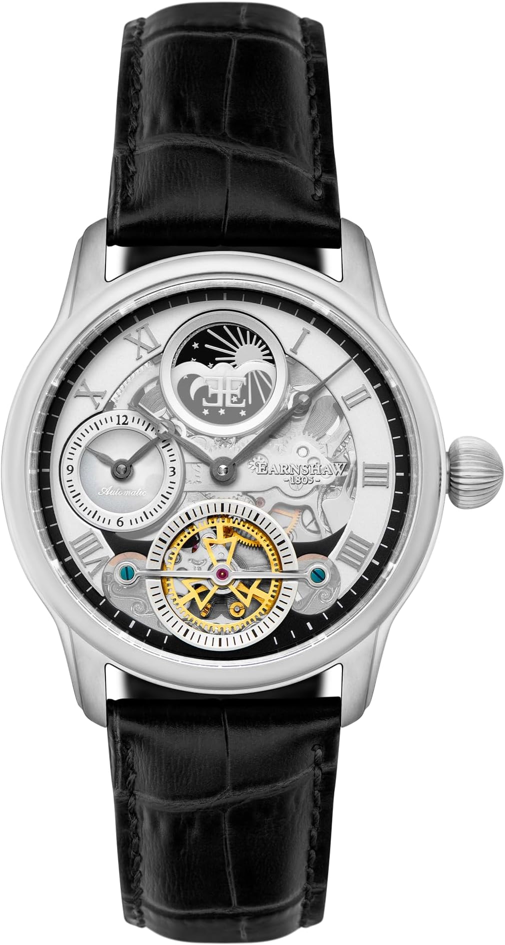 Men's 44mm Longitude Shadow Automatic Watch with Leather Strap ES-8063