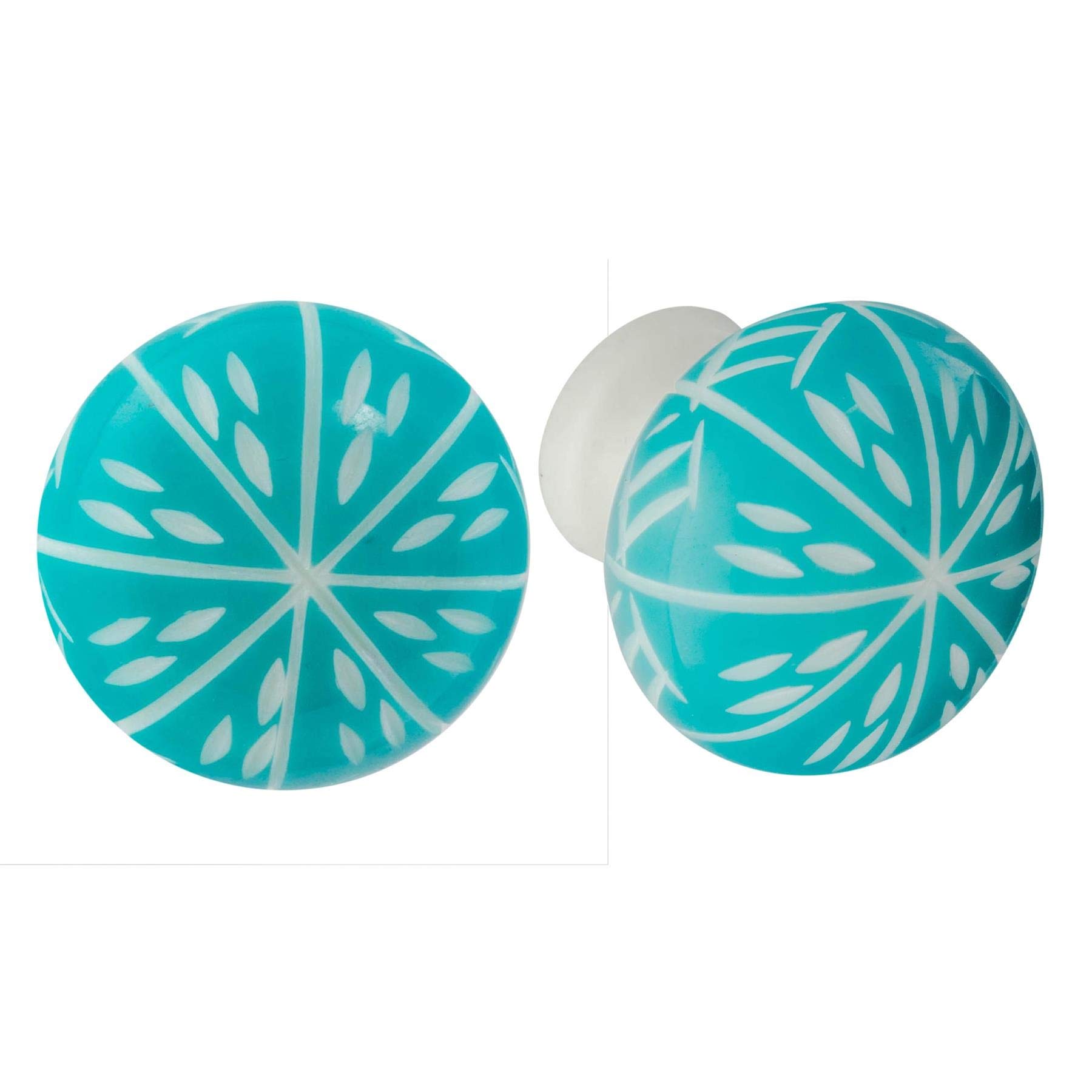 Nicola Spring Turquoise Resin Cupboard Drawer Handle Knobs - Pack Of 6