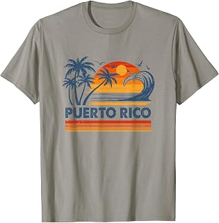 Puerto Rico Vacation Sunset Cute 70S Vintage Retro Beach T-Shirt