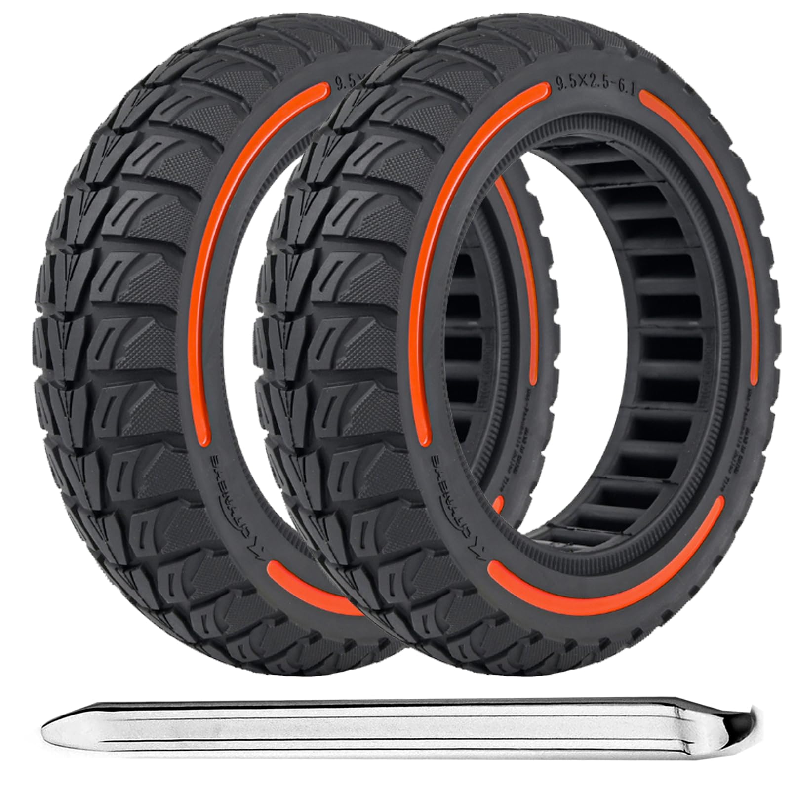 TOCBEUU 9.5x2.5-6.1 Solid Tires for Electric Scooter, Off-Road Replacement Wheels, Tubeless Rubber Tyre for NIU KQi3 Pro/Max/Sport Electric Scooter-