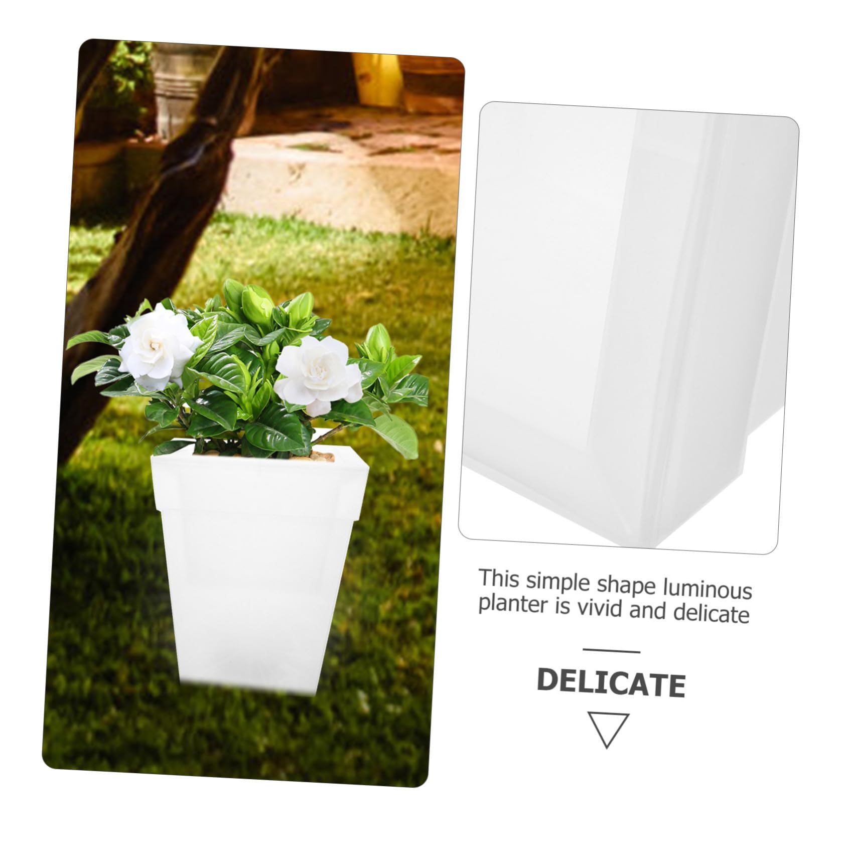 Artibetter Vaso Fioriera Solare da Luminosa Lampada Giardino in Plastica Fioriera Quadrata per Balcone e Prato Decorazione
