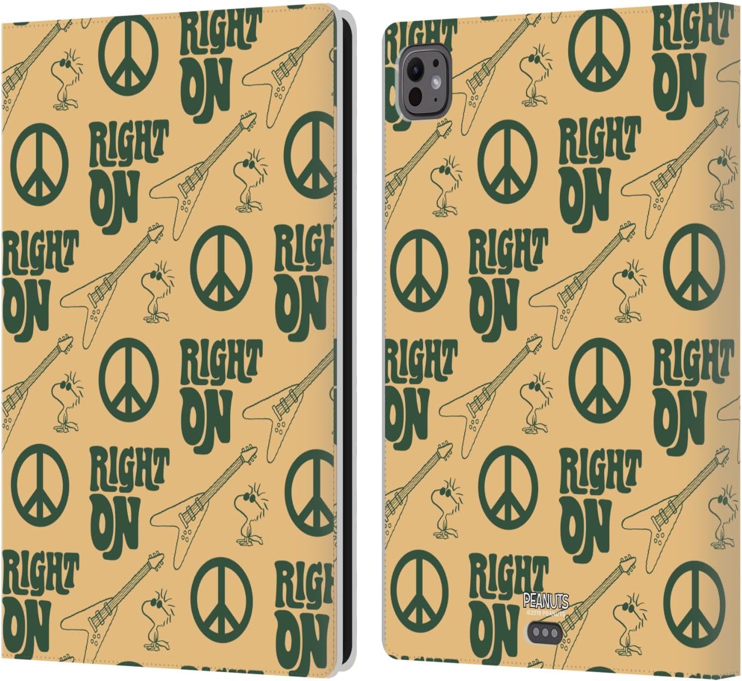 Head Case Designs Officially Licensed Peanuts Snoopy Peace Love Music Woodstock 50th Leather Wallet Case Compatible with Apple iPad 10.2 2019/2020/2021