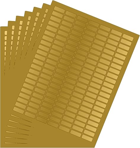Etiquetas Metálicas Hojas de Papel Adhesivo Imprimible para Impresoras en Oro Metálico, Etiquetas de Impresión Pequeñas de 1 pulgada x 0.375