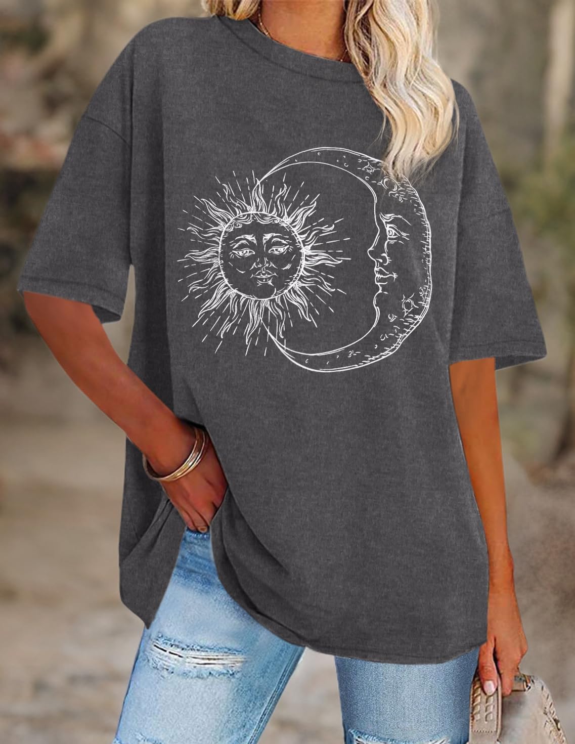 Womens Oversized Tshirt Graphic Tees Crew Neck Summer Short Sleeve Loose Fit Tops - Image 9