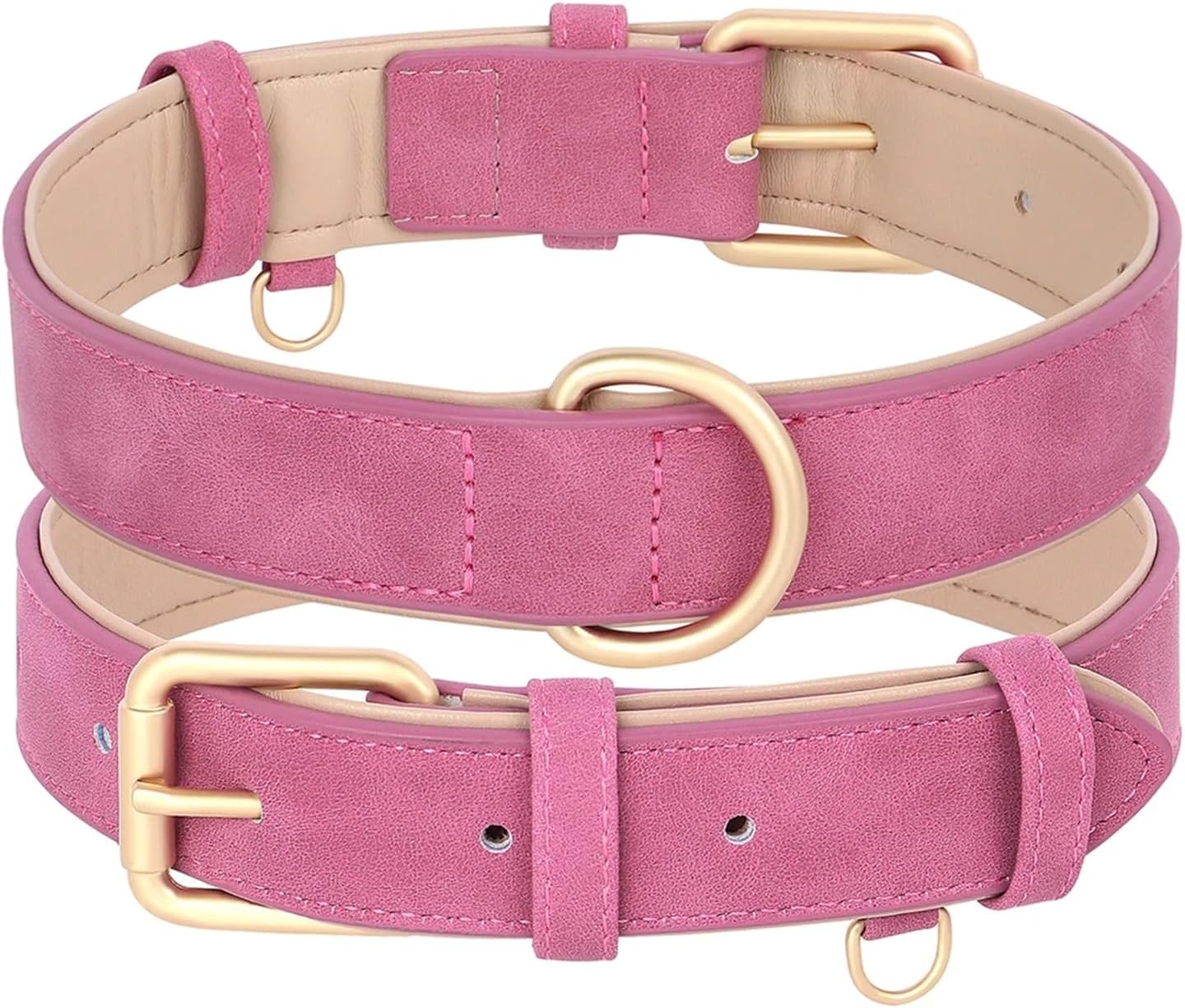 Soft Padded Dog Collar Leash Set PU Leather Pet Collars Necklace with Walking Lead Rope Adjustable for Small Medium Dogs(1pc Blue Collar,X-Large)