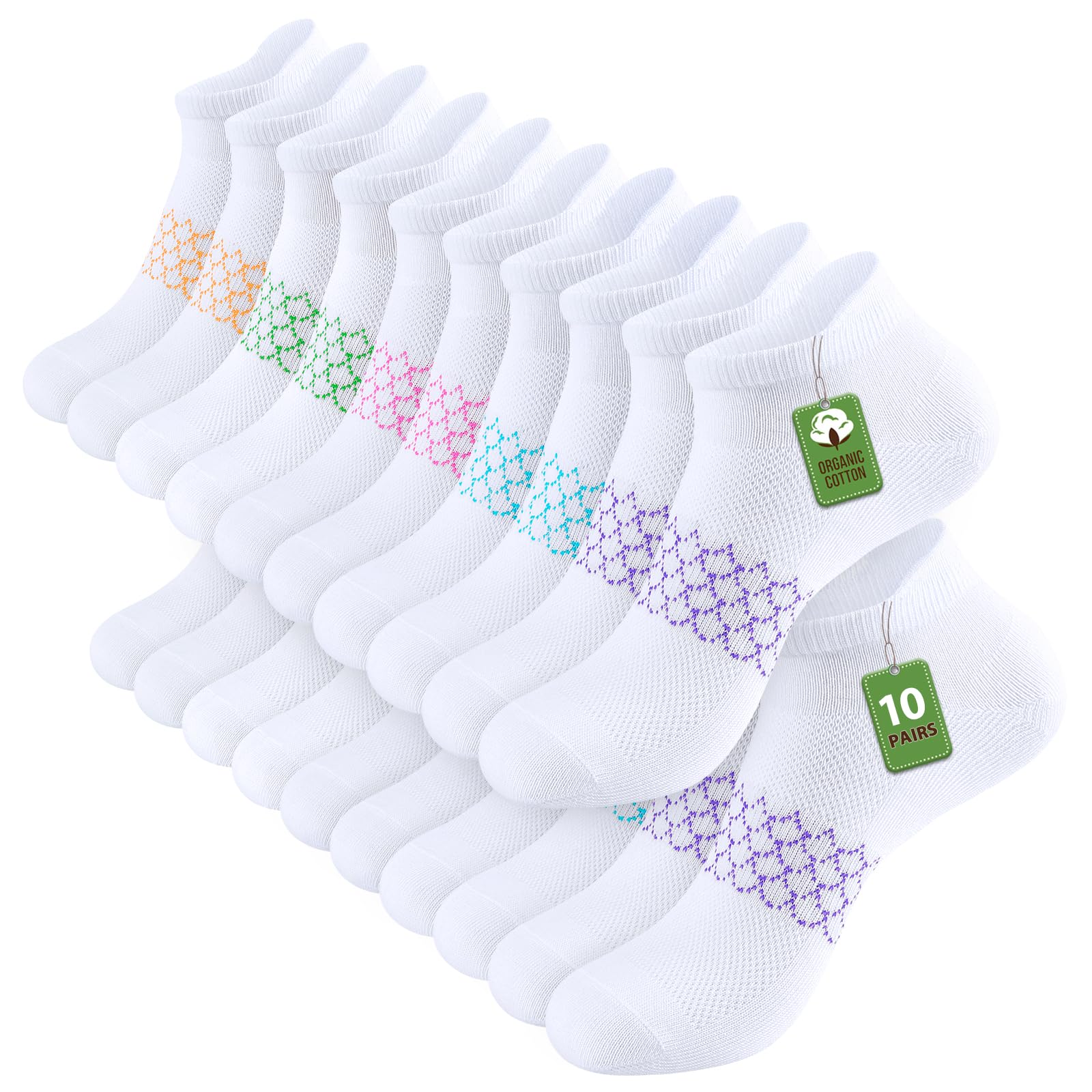 10 Pairs Womens Ankle Socks Cotton Short Low Cut Socks for Women with Tab