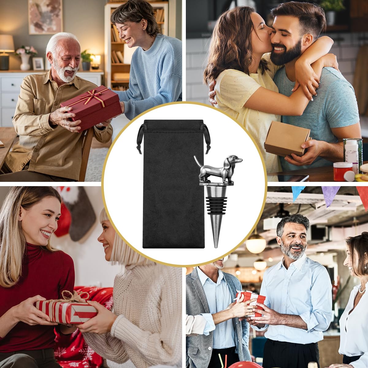Dachshund - Tapón de botella de vino para vino champán, regalos de perro salchicha, regalos de vino para hombres, papá, mujeres, amantes de los perros de salchicha, regalos de cumpleaños 7