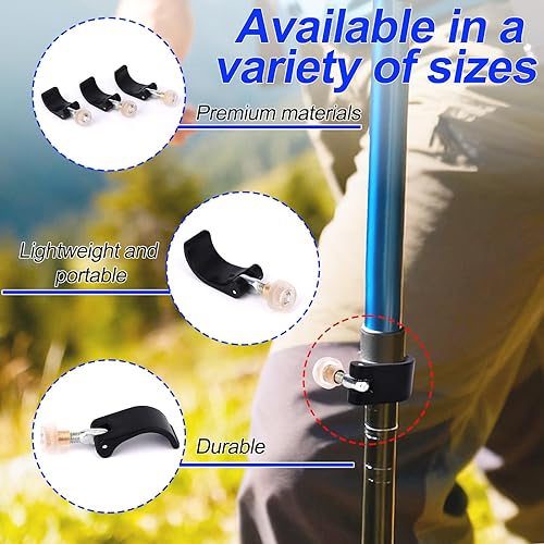 Miniatura 4 de 6 pinzas de repuesto para bastones de trekking, 3 tamaños de alta calidad, clips para senderismo, caminar, camping, montañismo, reparación al aire