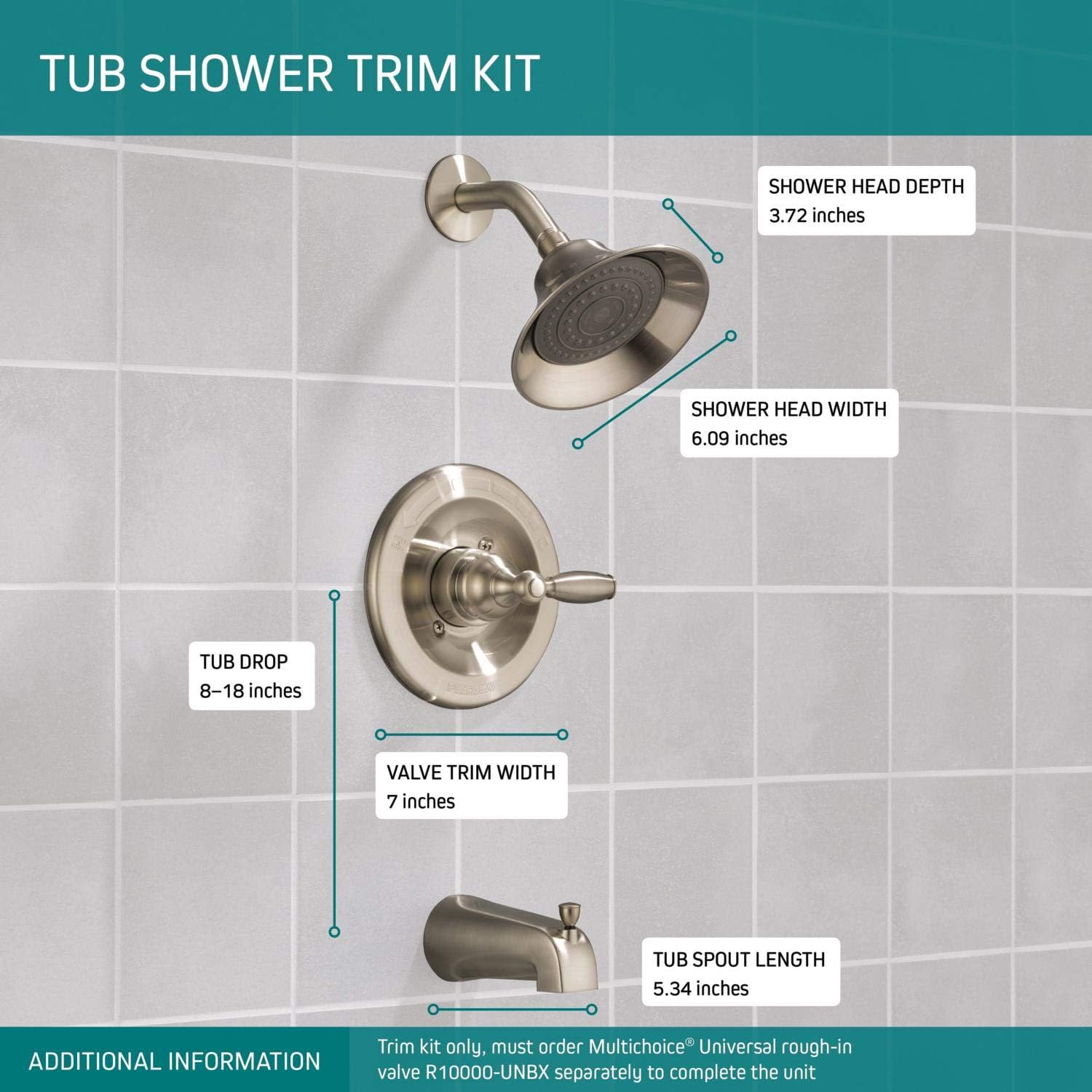 Black Friday - 70% OFF Peerless Claymore Single-Handle Tub and Shower Faucet Trim Kit with Single-Spray Shower Head, Brushed Nickel PTT188790-BN (Valve Not Included) Holiday Deals 🛒 Peerless Claymore Single-Handle Tub and Shower Faucet Trim Kit with Single-Spray Shower Head, Brushed Nickel PTT188790-BN (Valve Not Included)