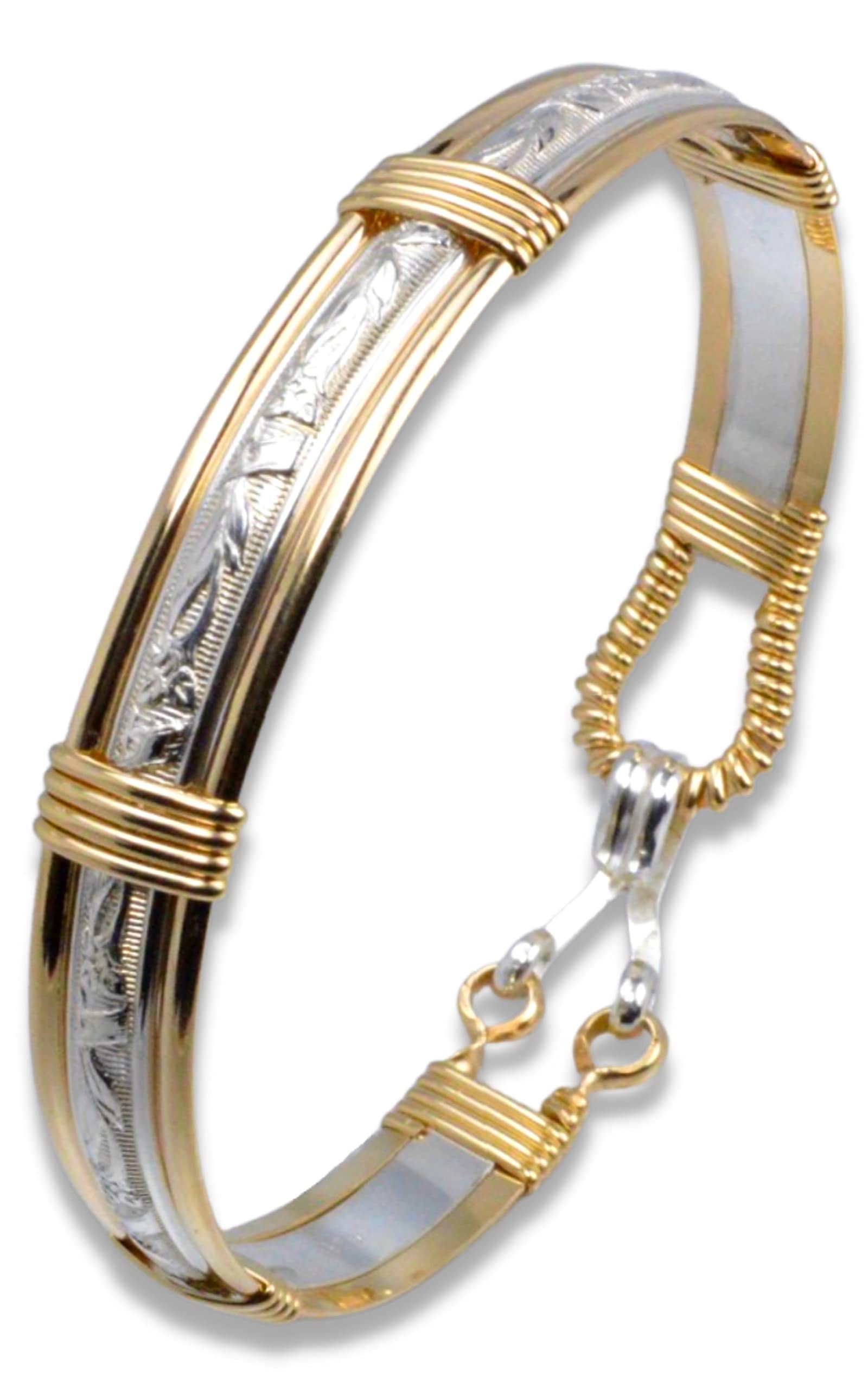 Eclipse Designs - Handmade 14k Gold Filled & Sterling Silver Bracelet - Art Nouveau Cala Lily Design - Gold Bracelets For Women - Made in Alaska