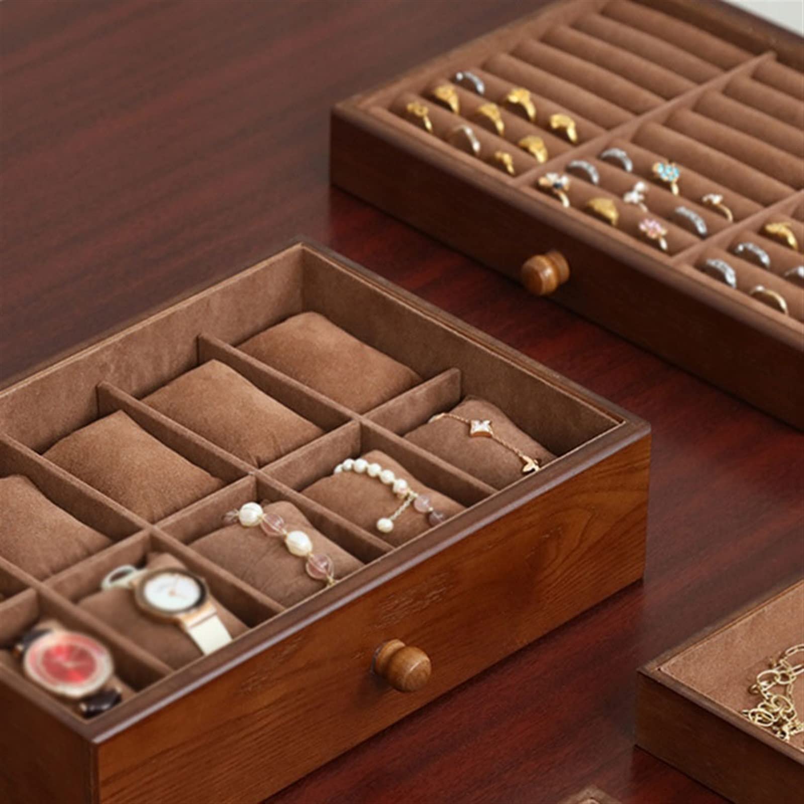 Aufbewahrungsbox für Schmuck aus Holz mit 10 Schubladen, Organizer mit großer Kapazität für Ringe, Ohrringe und Halsketten, hochwertige Schmuckschatulle für Frauen
