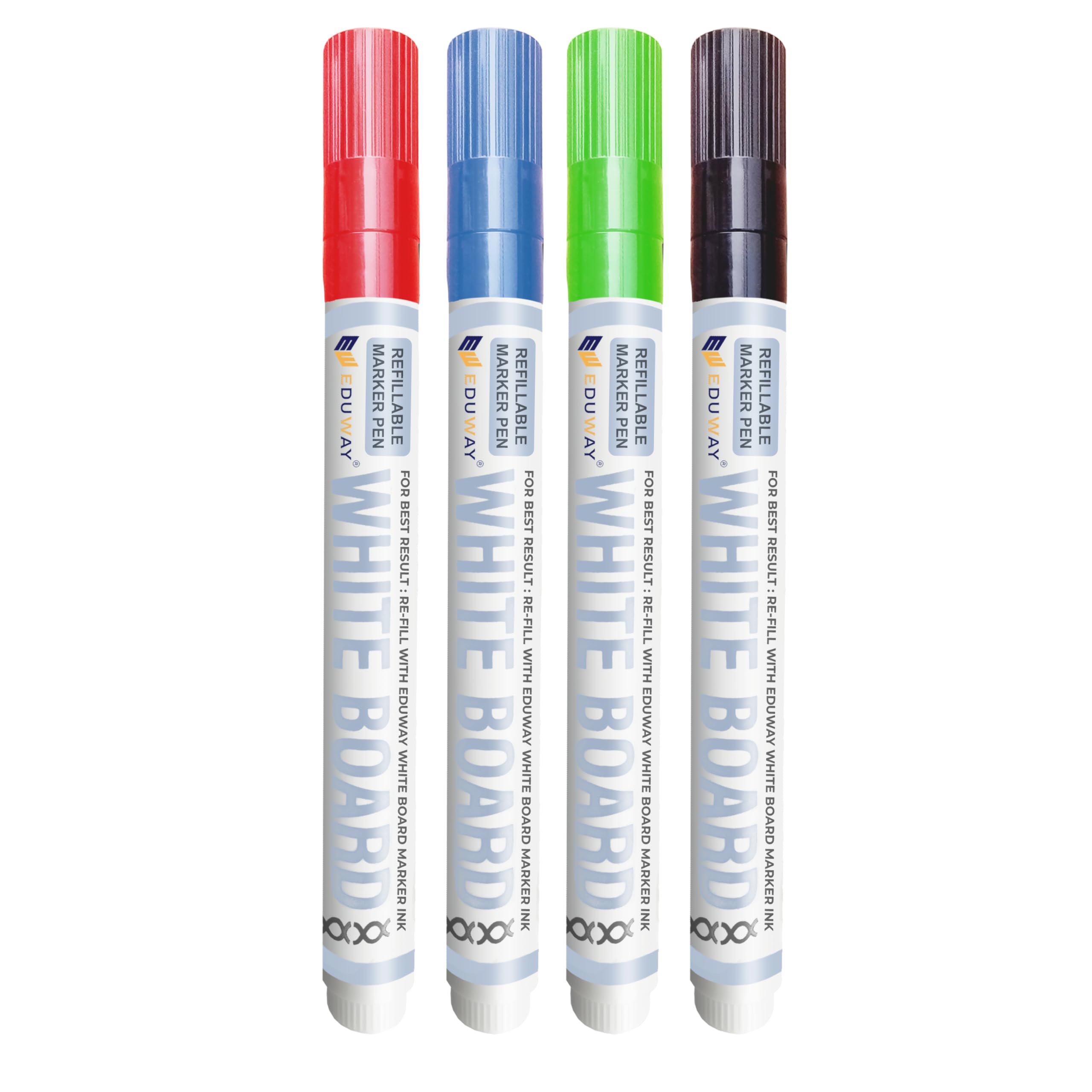 Eduway Whiteboard Marker Set of 4 |Color Marker Pens | Easily Erasable Ink | Refillable White Board Markers Premium Writing Boards Supplies-(Assorted Ink Colours)-image-8