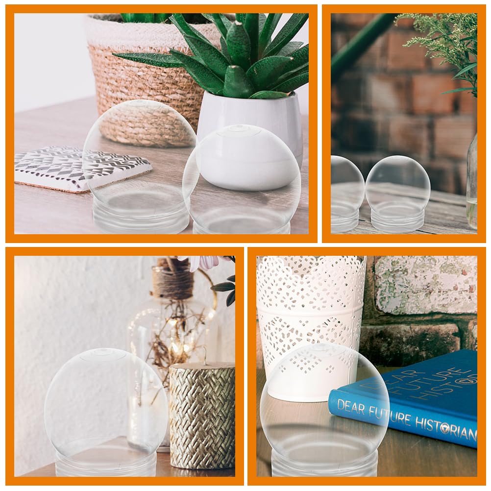 BESTOYARD 15 globos de nieve de plástico transparente vacíos con tapa de rosca para manualidades y personalización, decoración navideña del hogar de 4 pulgadas