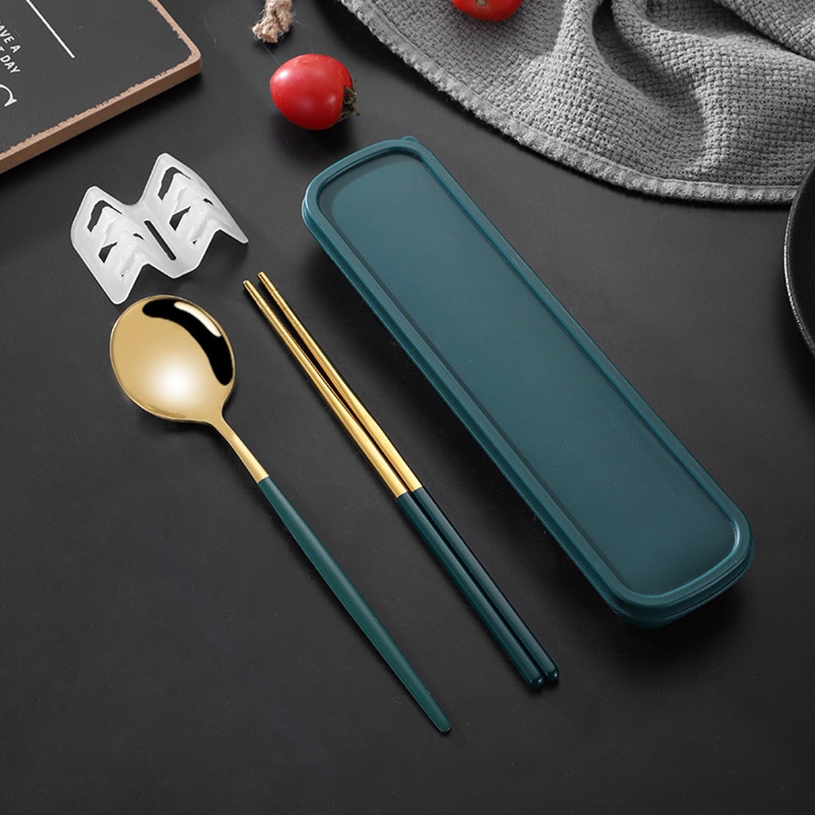 Edelstahl Essstäbchen-Set – Wiederverwendbar, Mit Löffel Und Gabel, Koreanischer Stil