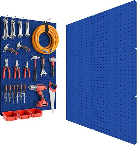 Tablero de clavijas, 6 piezas de tablero de clavijas de metal, organizador de pared resistente con marco. Tablero de clavijas para paredes, garaje,