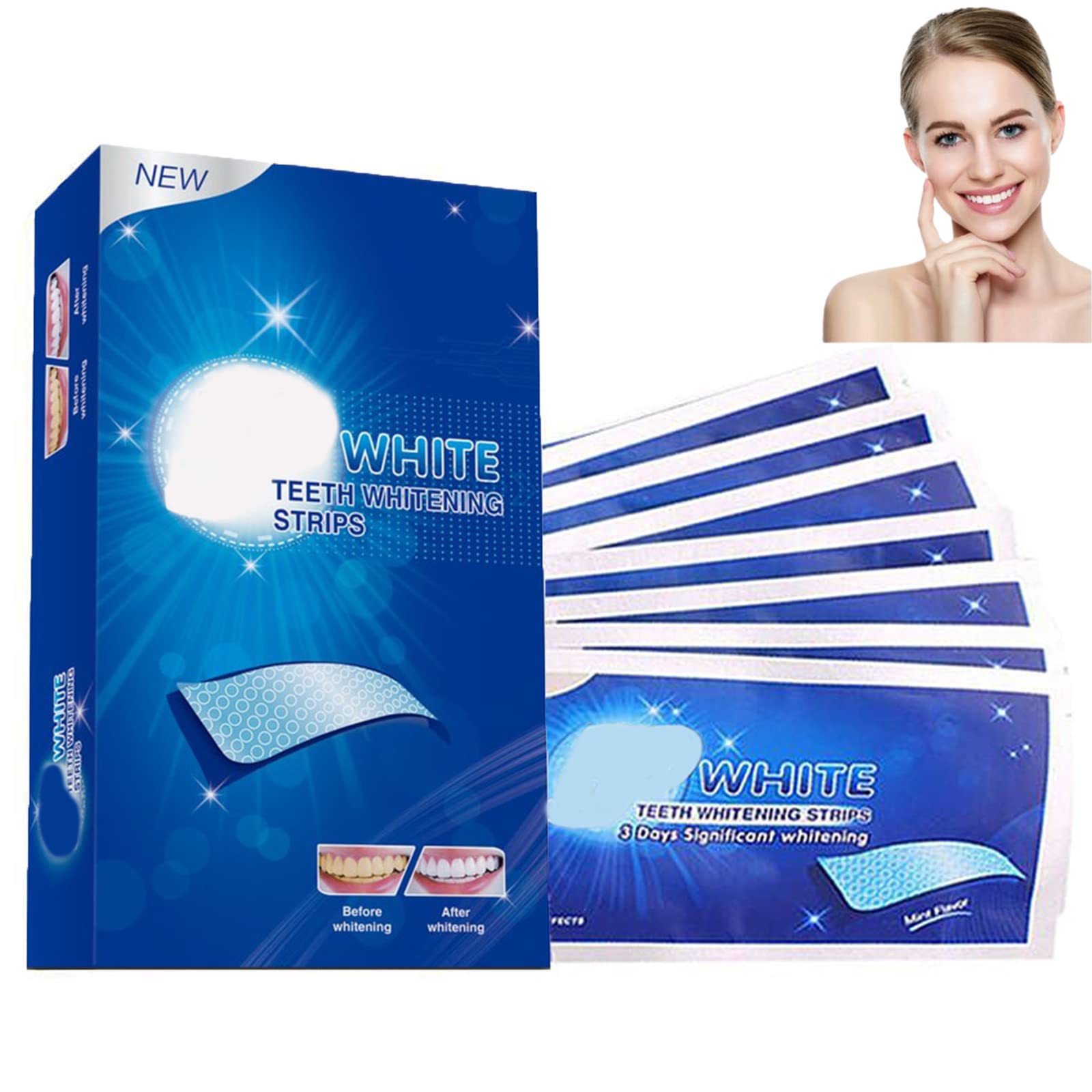 Teeth Whitening Strips, Teeth Whitening Kit for Against Yellow Teeth, Smoke Stains, Coffee Stains Dental, Black Teeth, Whitening Strips for White Teeth and Fresh Breath (7Packs, 14Strips)