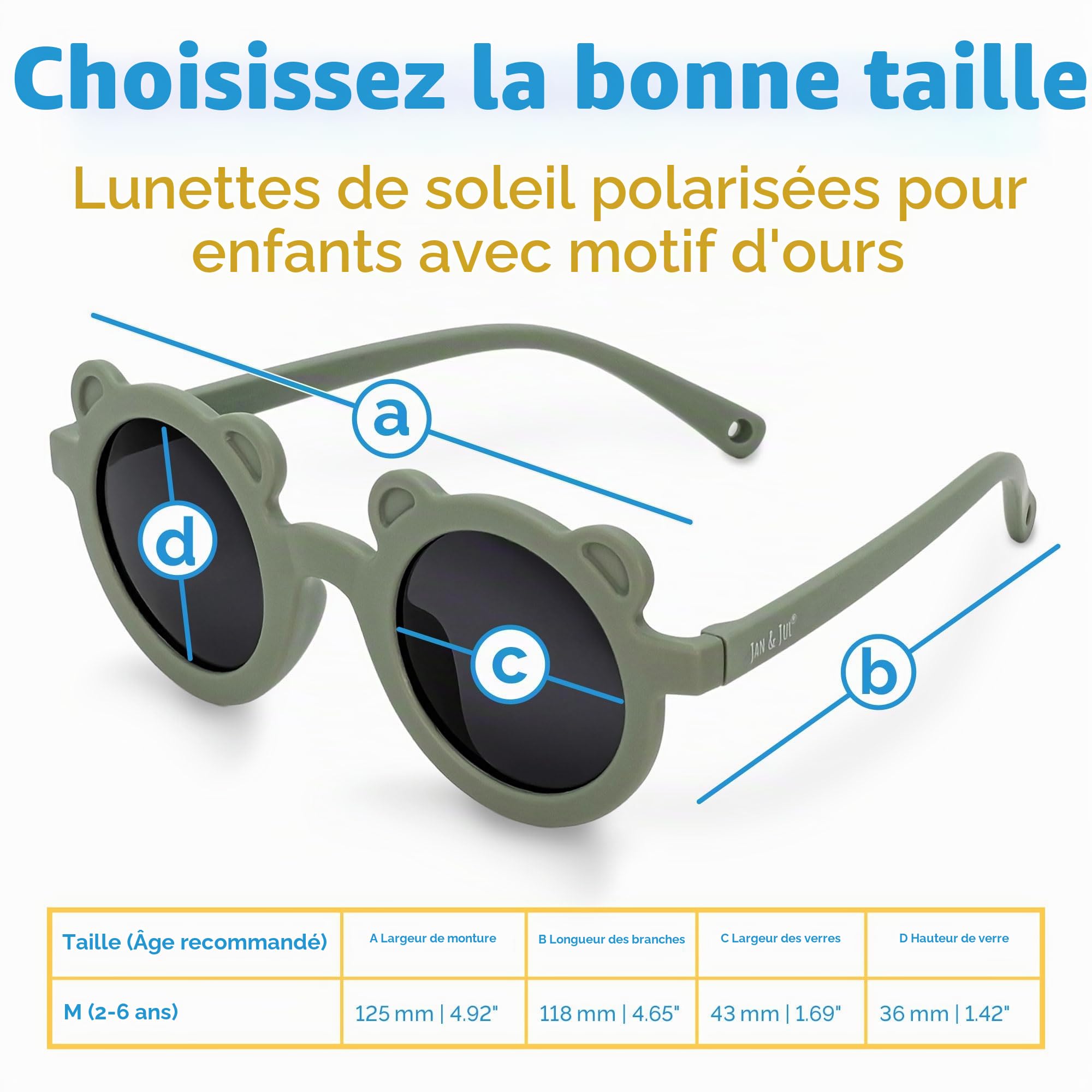 Jan & Jul Lunettes de soleil polarisées UV-400 flexibles pour bébés, tout-petits et enfants avec sangle pour filles et garçons