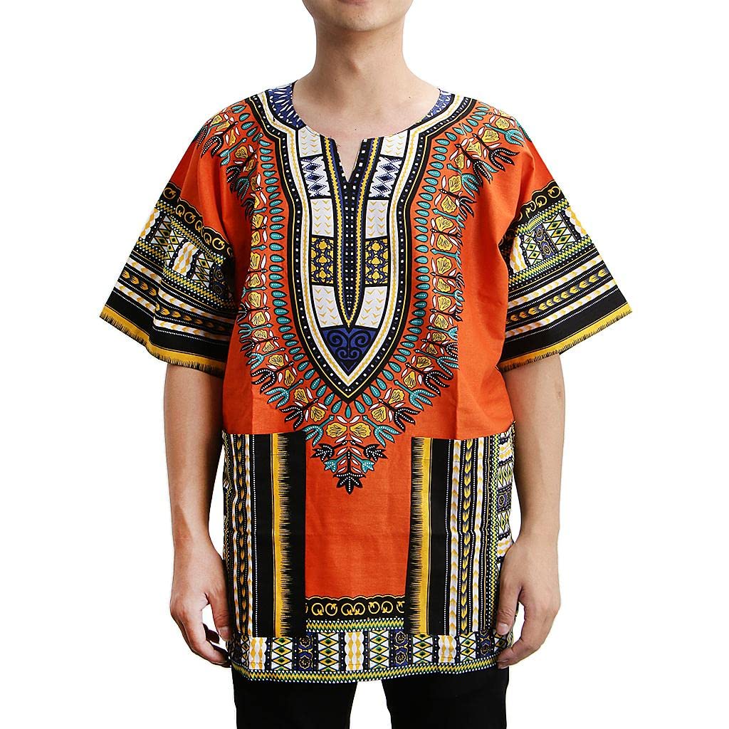 4 Pezzi Abito Camicia Dashiki Maglietta Etnica Gonna Africana Cotone Lino Vestibilità Larga Stampa Floreale Adatto per Uomo Donna Eventi