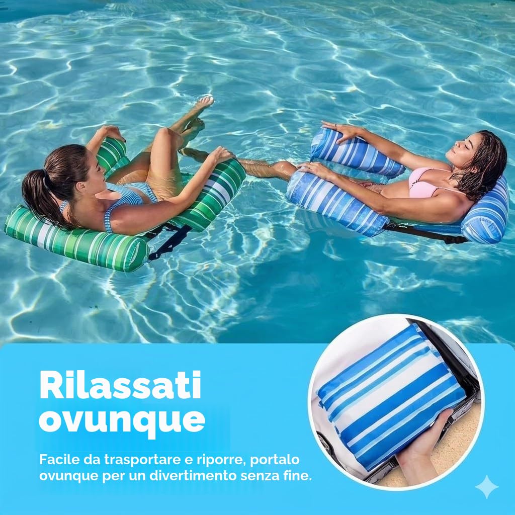 X2 Amaca Galleggiante per Piscina. Amaca da Piscina Gonfiabili. Resistenti Per Adulti, Perfetti Per Feste, Estate, Mare, Lago E Momenti Di Relax In Acqua.