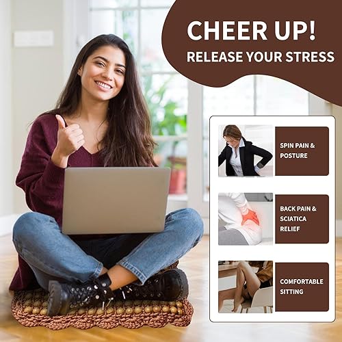 Miniatura 2 de Four Seasons - Cojín para asiento de automóvil con cuentas de madera de olivo natural, cómodo y fresco para masaje de verano (cuadrado) para camión,