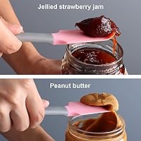 Vista 4 de Silicone Mini Spatula, Curved Small Spatula, Kitchen Jar Spatula, Wet Pet Food Can Spoon, for Cooking Baking Frosting or Mixing, 6pcs