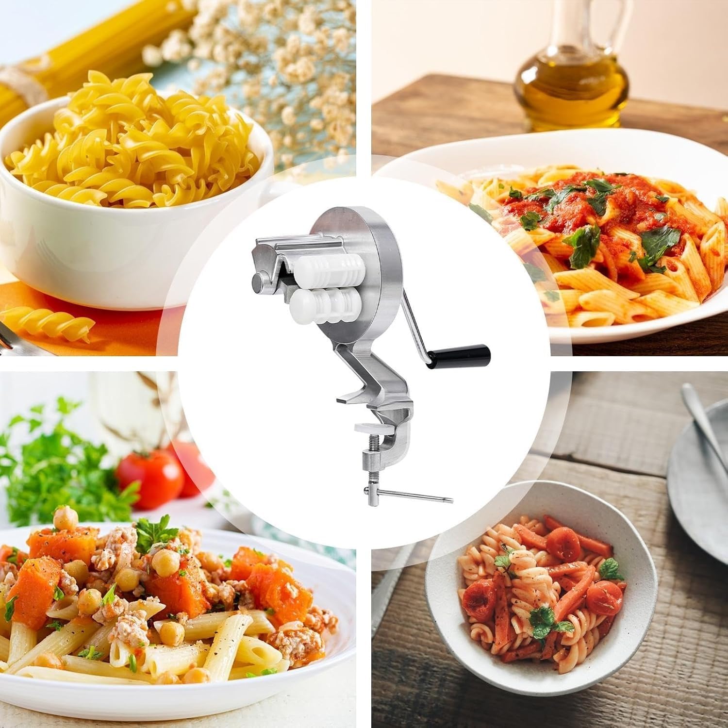 Manuelle Nudelmaschine, Teigpresse, Makkaroni & Cavatelli Maschine, Nudelroller für Lasagne, Gnocchi, Fettuccine, Spaghetti, hausgemachte frische Pasta