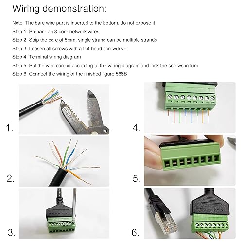 Miniatura 5 de Cable adaptador sin soldadura de red macho RJ45 -20cm7.87in-RJ45 a 8P Terminal - Fijo sin tornillos de soldadura