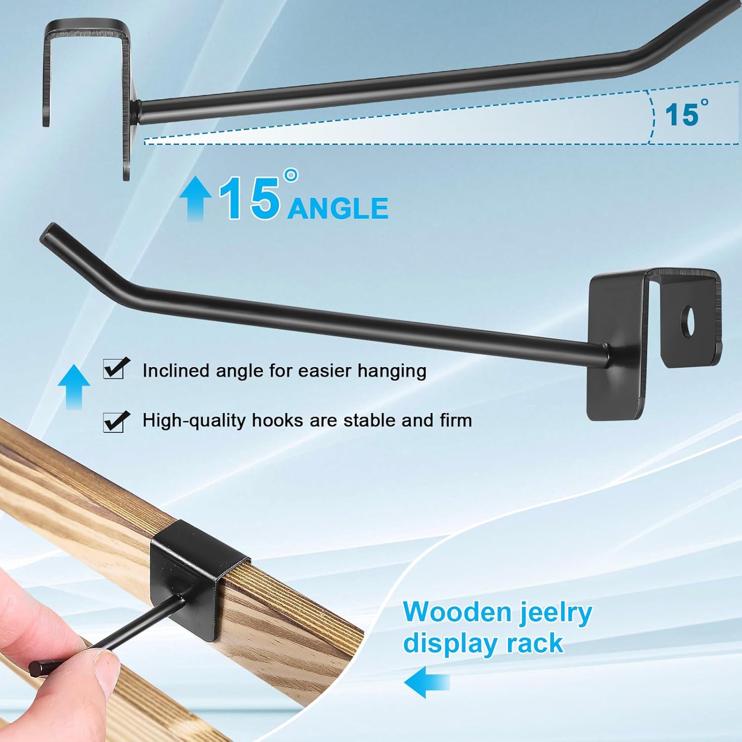 Sadnyy 48 Pcs Slatwall Hooks Accessories 4 Inch Metal Panel Square Tube Peg Heavy Duty Display Hooks for Hanging Scarf Hat Key Jewelry(Black)