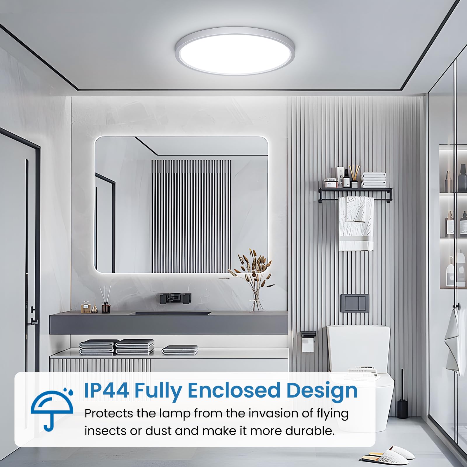 NIBSHOOM Plafoniera LED Soffitto, Lampadario Soffitto 24W, 2400LM 6500K Lampada Luce Moderna per Camera da Letto, Bagno, Cucina, Soggiorno, Ufficio, Balcone, Bianco Naturale, Ø30cm
