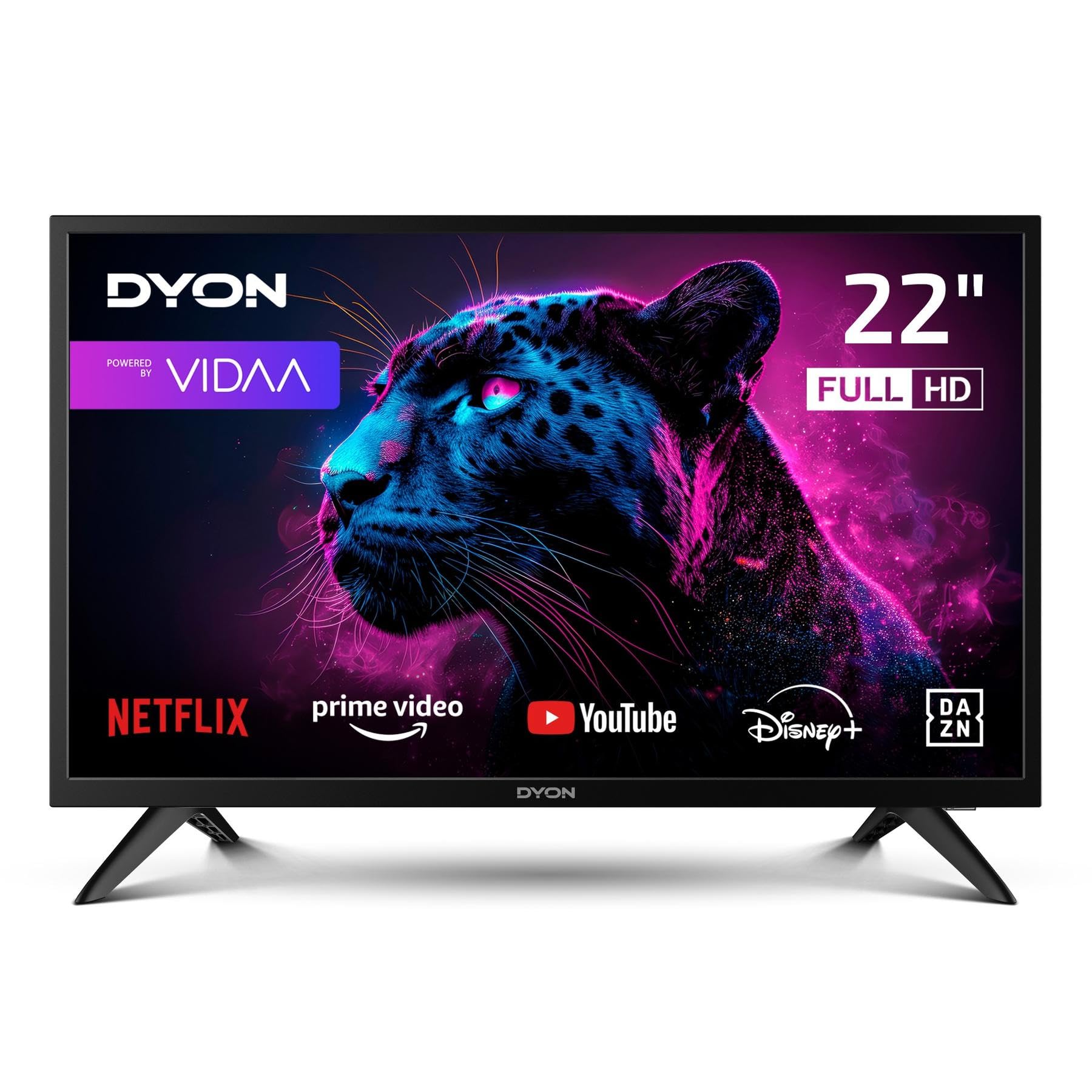 DYON Movie Smart 22 VX - 22 Inch (55 cm) Full HD Smart TV with HD Triple Tuner (DVB-C/-S2/-T2), App Store, Netflix, Prime Video, YouTube, DAZN, Disney+, Waipu.tv, Hotel Mode