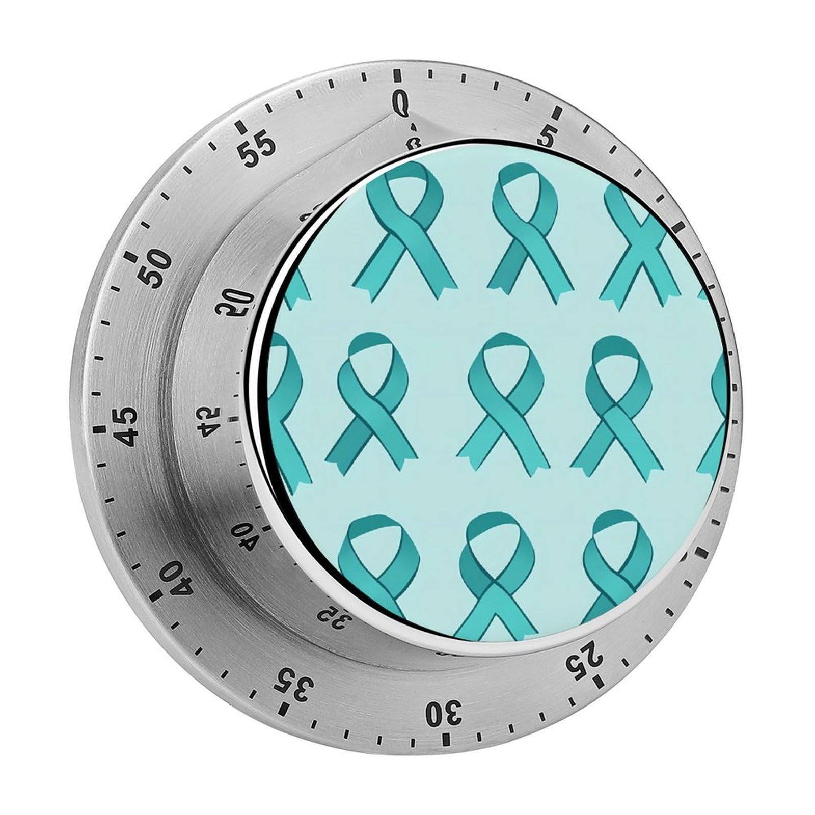 Cervical Cancer Awareness Ribbon Mechanical Timer with Alarm for Kitchen Cooking Productivity Stainless Steel Timers
