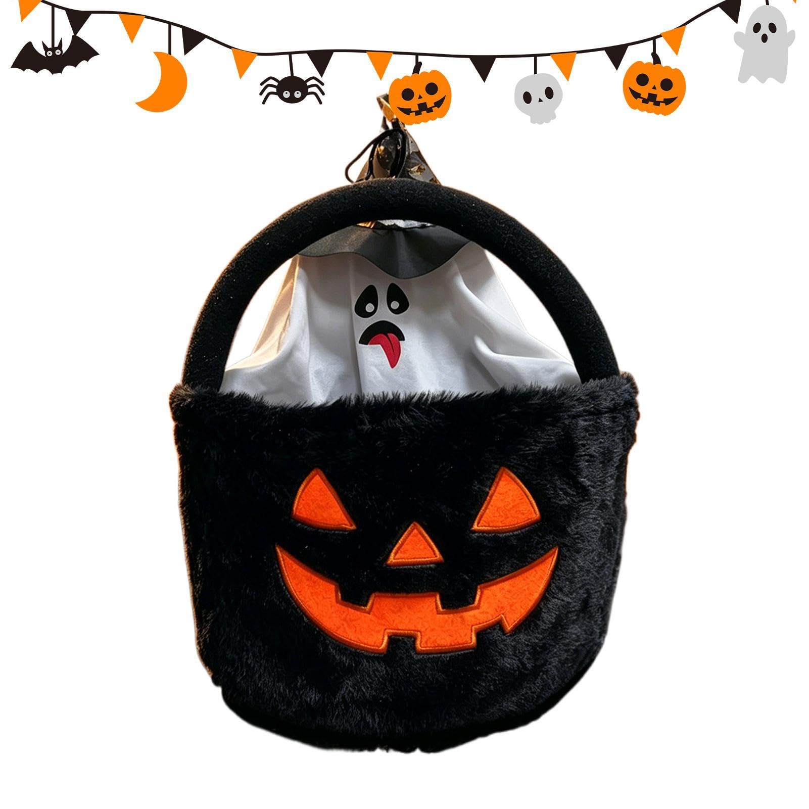 Cesta calabaza Halloween luminosa para decorar la mesa del salón y sorprender en fiestas infantiles